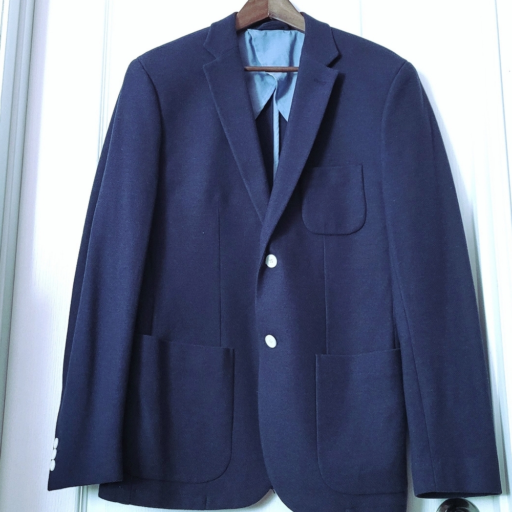 H&M Dark Blue Sport Coat with White Buttons 34R